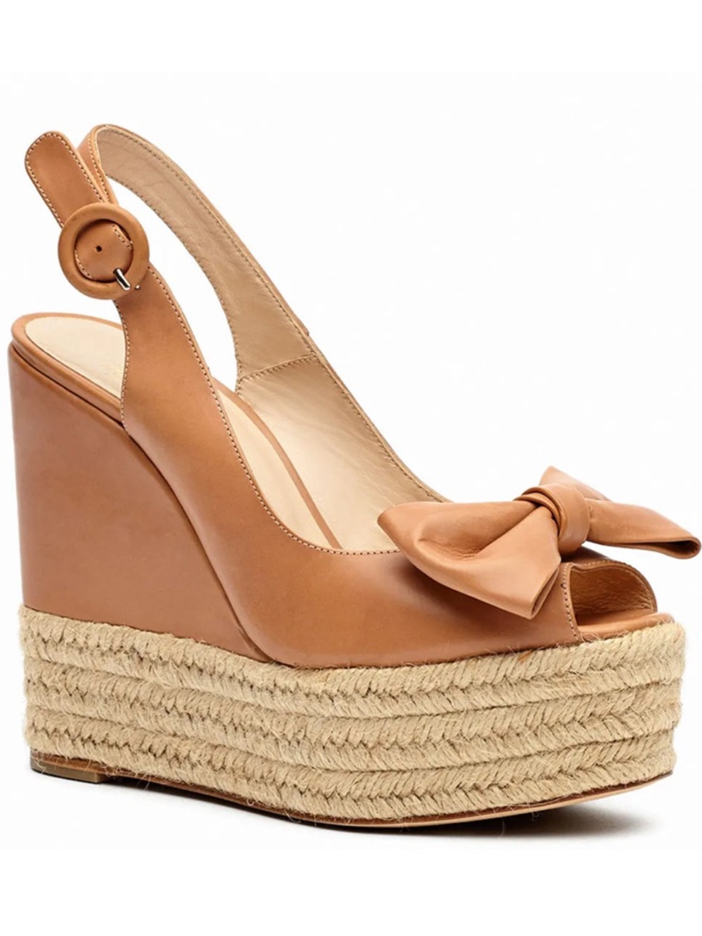 Frances Valentine Leather Bow Espadrille Wedges